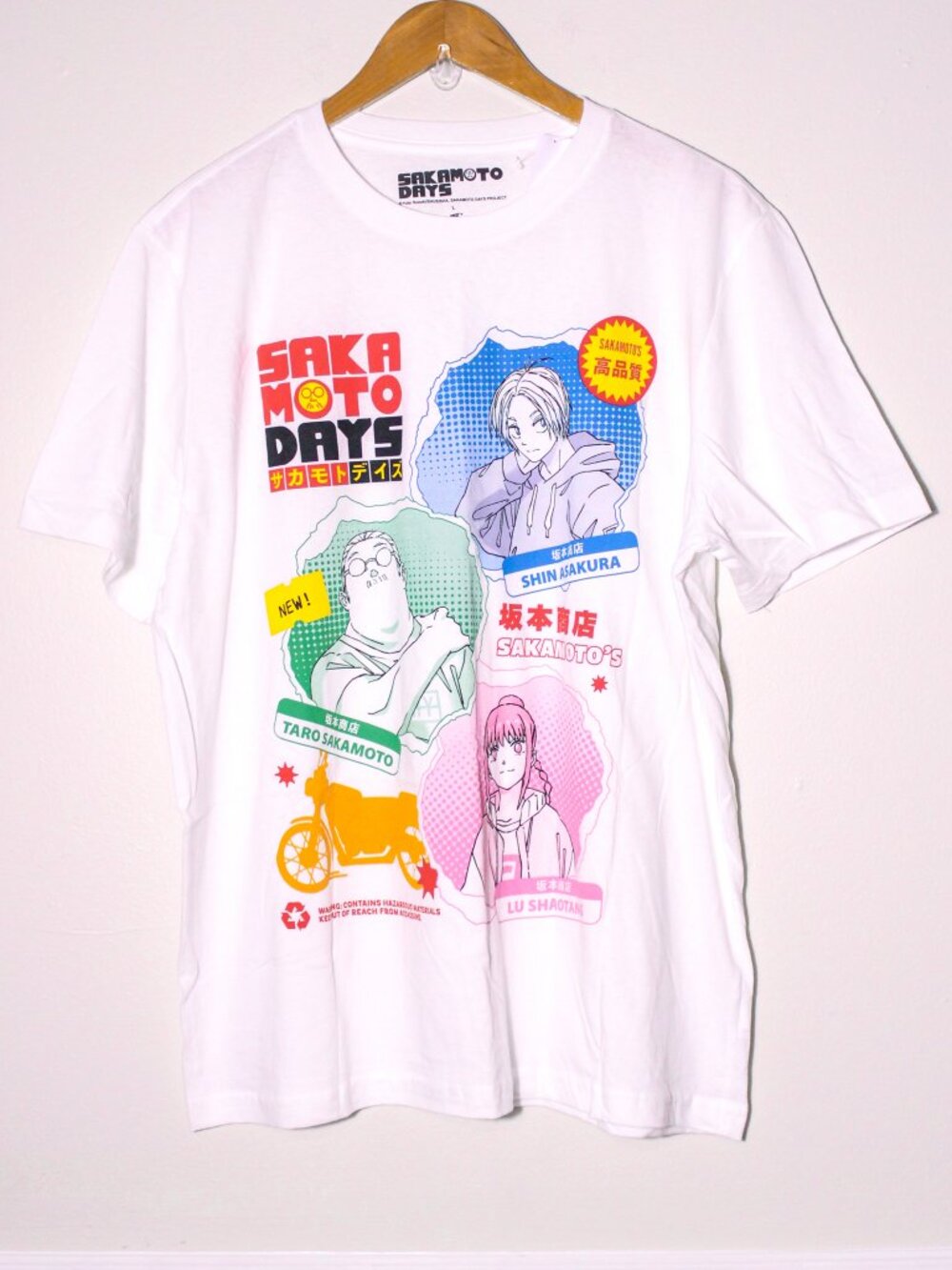 Sakamoto Days Shin Taro Lu Graphic T-Shirt White Tee Size L